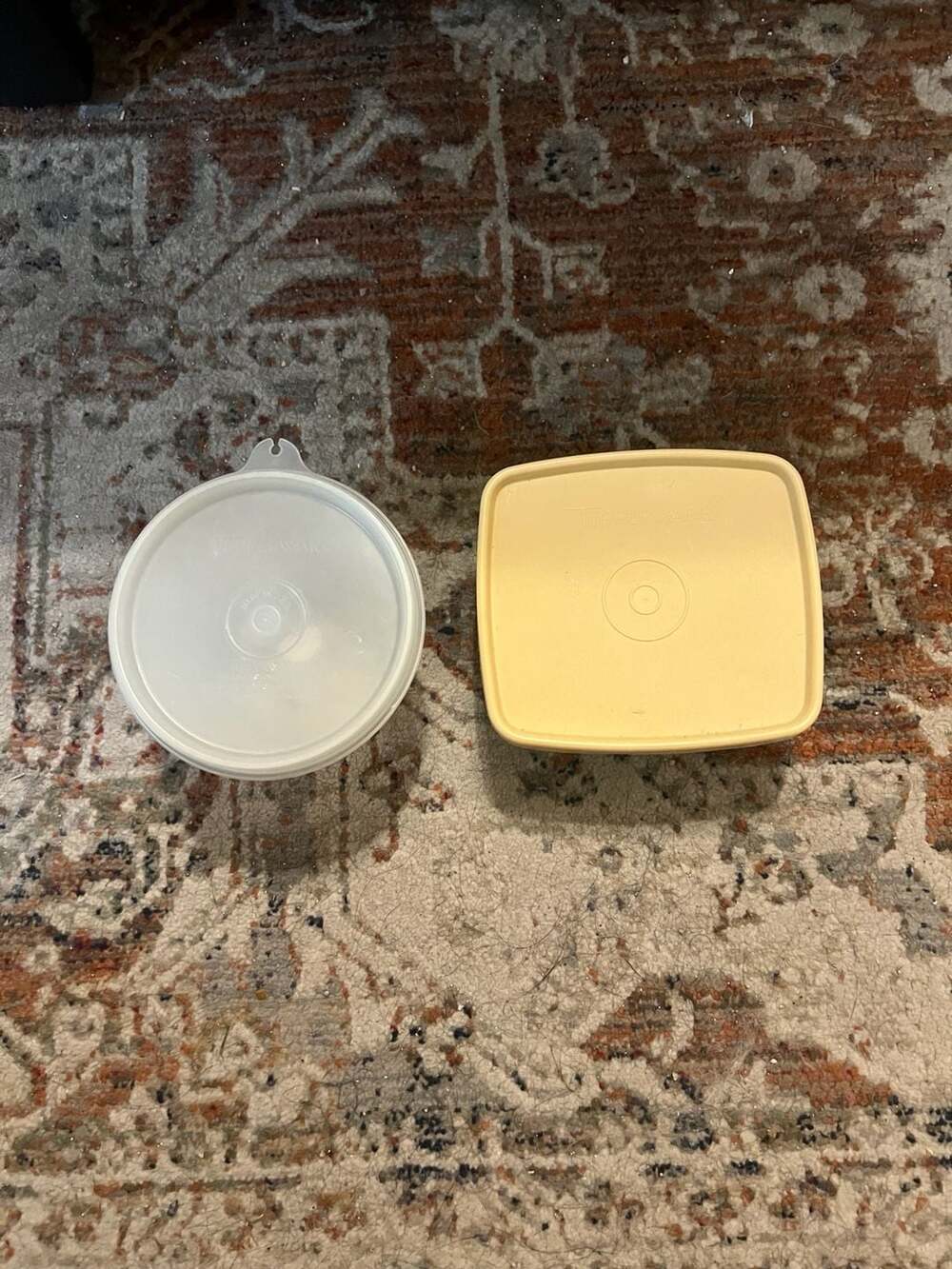 Vintage Tupperware Set of 2: Round Wonderlier Bowl and Square Teal Container